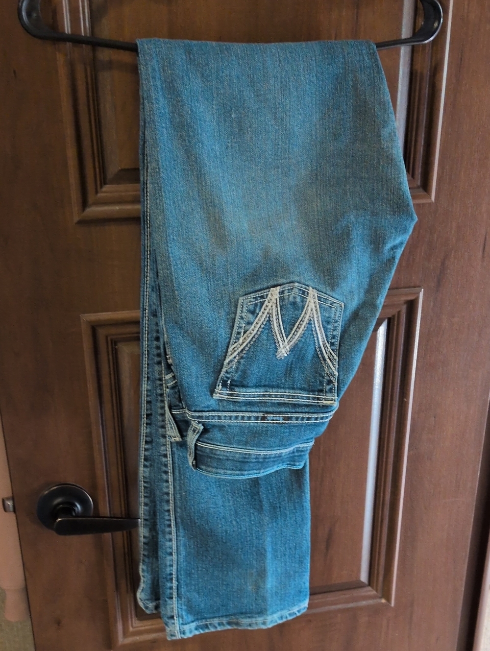 Wrangler -Q Baby- Women's Blue Straight Leg Jeans Size 3/4 X 36 Inseam